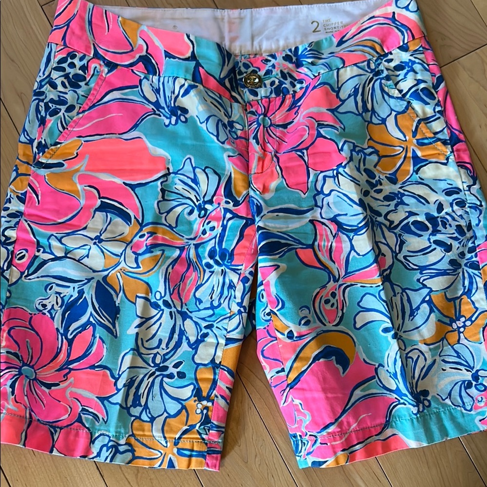 Lilly Pulitzer Floral Print Shorts - Pink, Blue, Orange